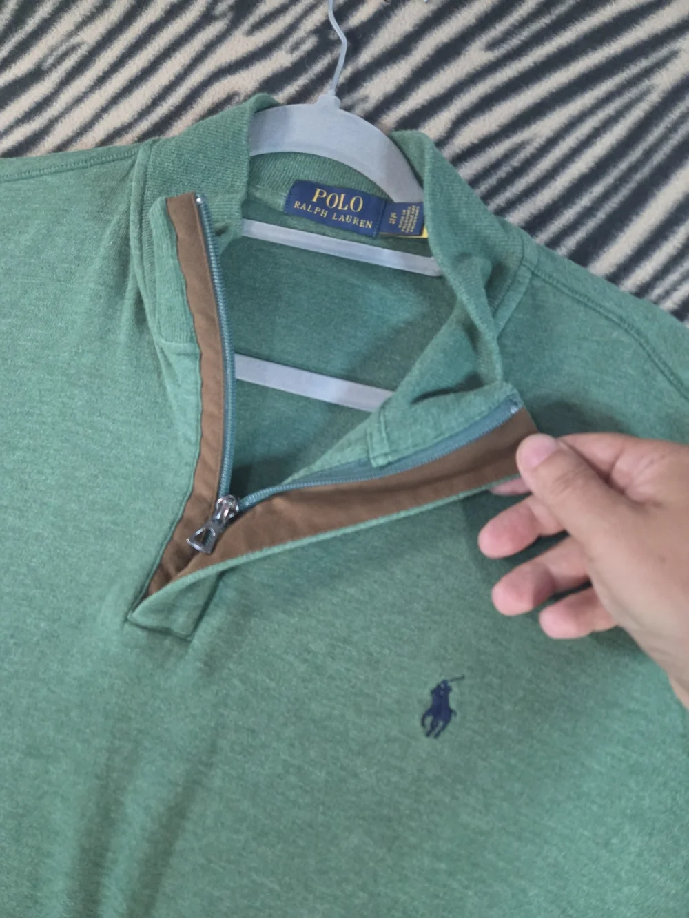 Polo Ralph Lauren Men's Green Half-Zip Cotton Pullover Sweater